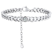 ChainsProMax 7mm Cuban Link Anklet for Men Women Birthstone Chain Ankle Bracelets, Stainless Steel