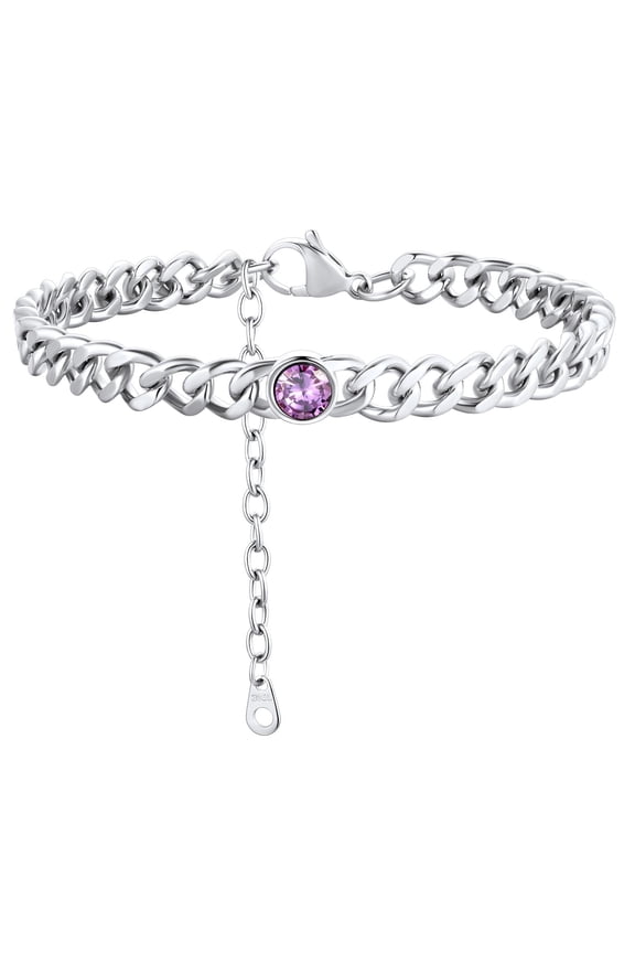 7mm Cuban Link Anklet for Men Women Birthstone Chain Ankle Bracelets, Stainless Steel