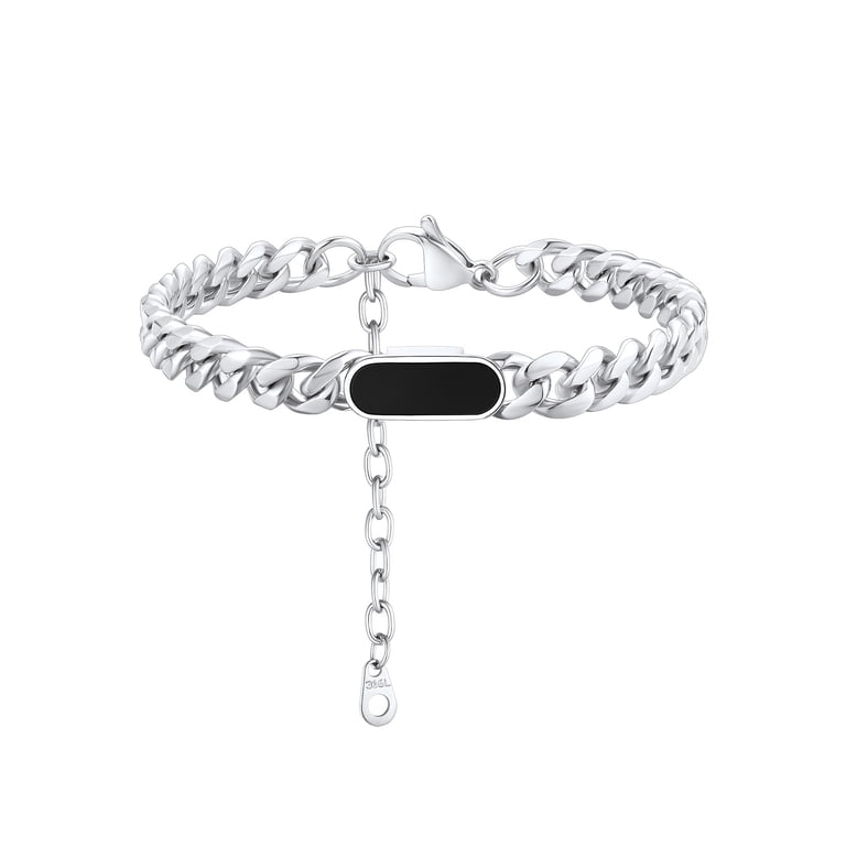 ChainsProMax 7mm Stainless Steel Black Onyx Cuban Link Chain