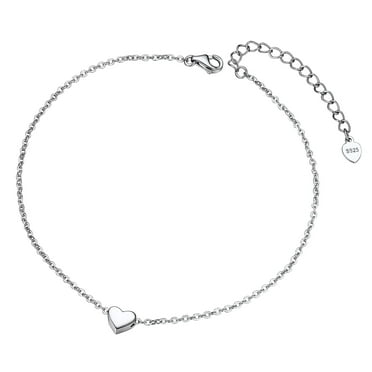 ChainsProMax 925 Sterling Silver Anklets Heart Silver Ankle Bracelets for Women Summer Jewelry Gift