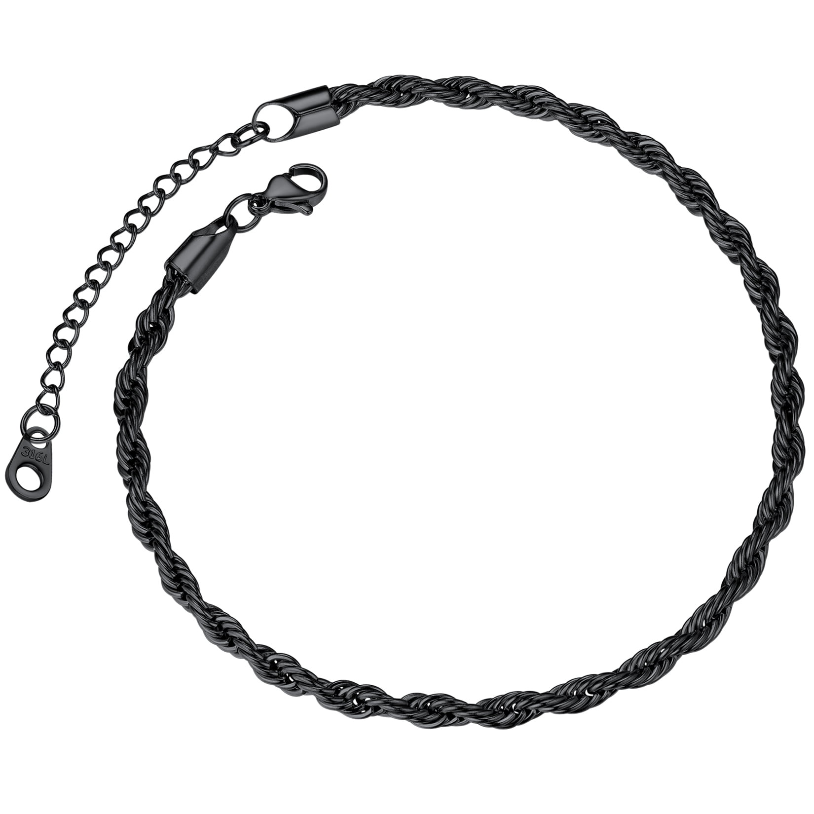 ChainsProMax Black Anklets Ankle Bracelet Men 3mm Men Summer
