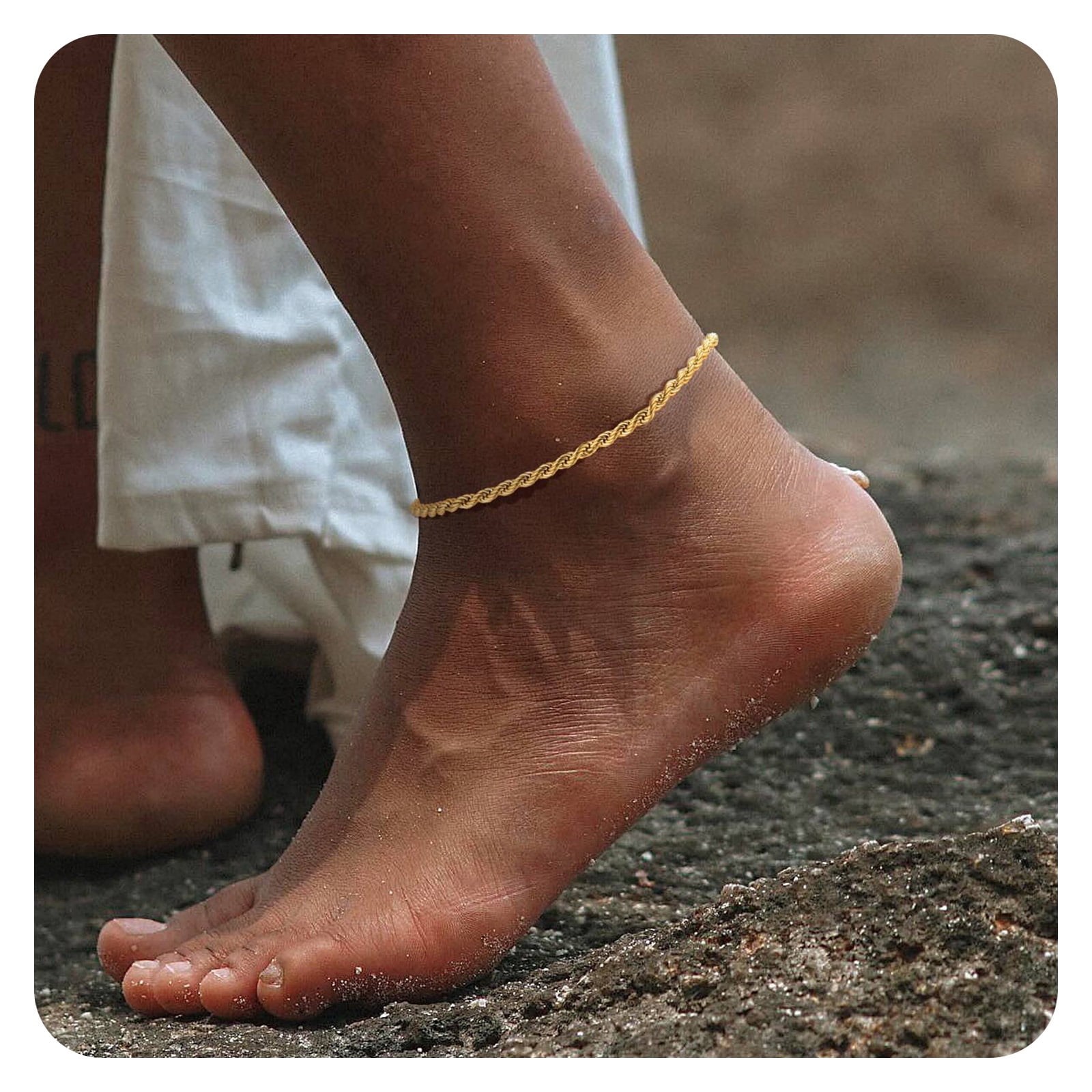 ChainsProMax Black Anklets Ankle Bracelet Men 3mm Men Summer Foot