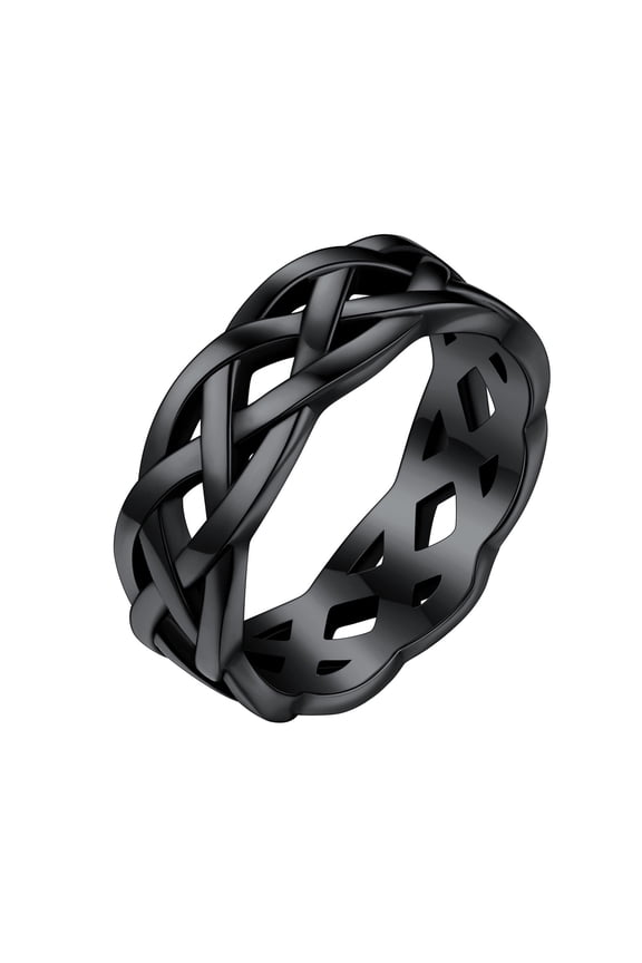 Black Celtic Cross Rings for Men Stainless Steel Thumb Ring Size 13