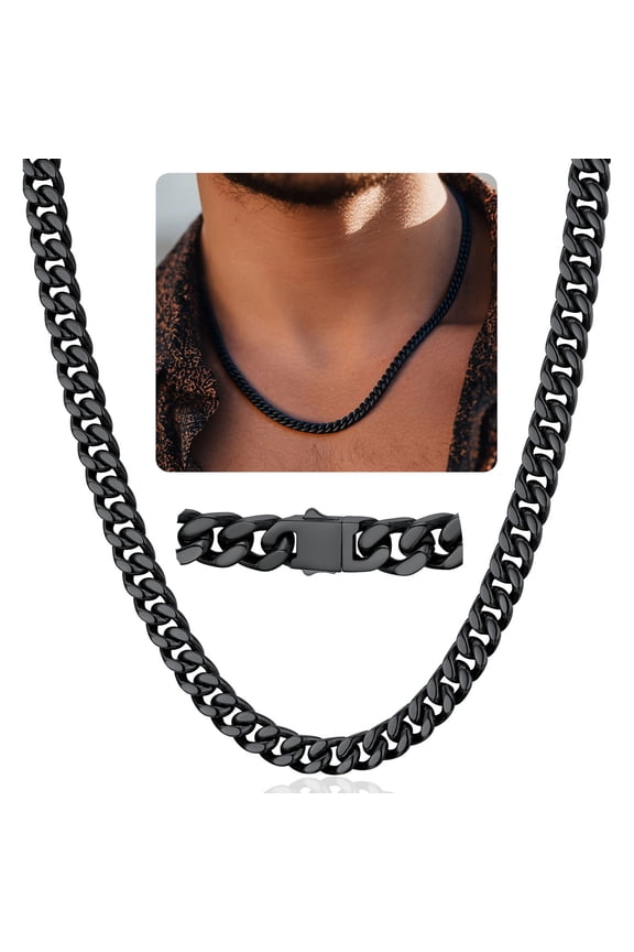 Black Chain Necklace 20inch Mens Necklaces Black Metal Necklace Chain Mens Stainless Steel Necklaces Fathers Day Jewelry Gift for Dad Son