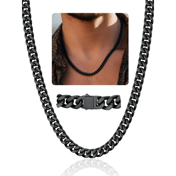 ChainsProMax Black Chain Necklace 20inch Mens Necklaces Black Metal Necklace Chain Mens Stainless Steel Necklaces