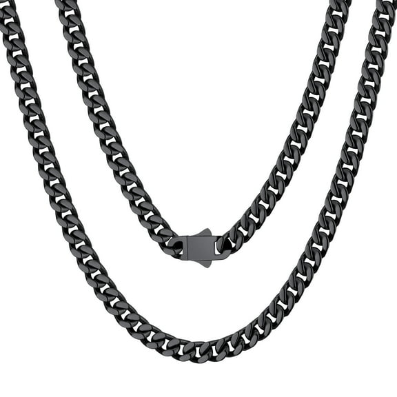 ChainsProMax Black Chain for Men 20inch Mens Chain Necklaces Cuban Chain Men's Stainless Steel Necklace