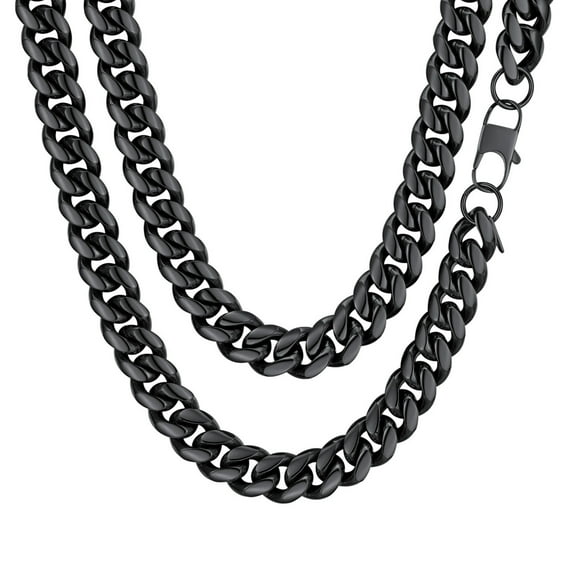 ChainsProMax Black Chain for Men Stainless Steel Curb Necklace 26 inch