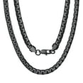 ChainsProMax Stainless Steel Black Flat Box Chain Necklace for Men
