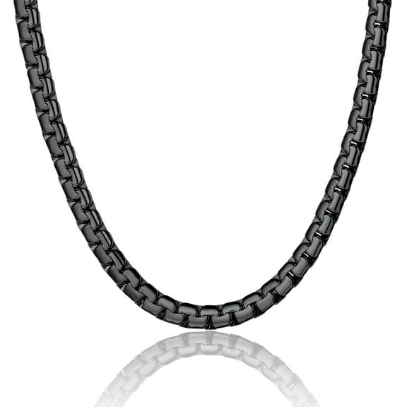 ChainsProMax Stainless Steel Flat Link Chain Necklace for Men Hip Hop Jewelry 4mm/6mm 14"-30"