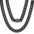 thumbnail image 1 of ChainsProMax Black Men's Chain 30inch Mens Jewelry Mens Long Chain Cuban Link Chain Black, 1 of 8