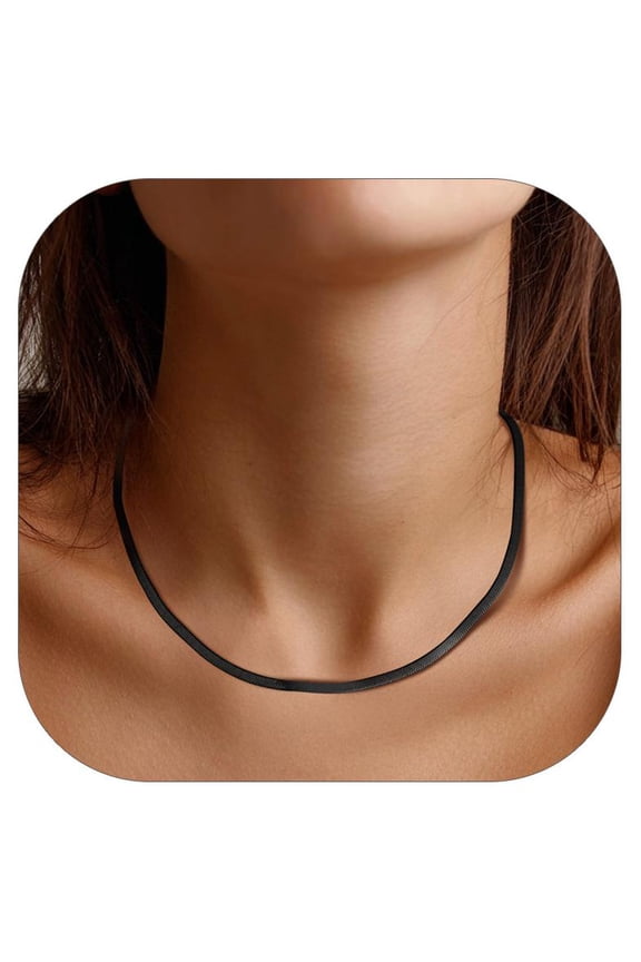 Black Snake Choker Necklace Women 15 inch+9cm Chic Dainty Choker Chain Layered Necklace