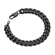 CHAINSPROMAX Stainless Steel Bracelet for Mens Chunky Thick Curb Link Chain 10mm 19cm Black