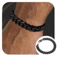 thumbnail image 1 of ChainsProMax Stainless Steel Bracelet for Mens Chunky Thick Curb Link Chain 10mm 19cm Black Fathers Day Jewelry Gift for Dad Son, 1 of 8