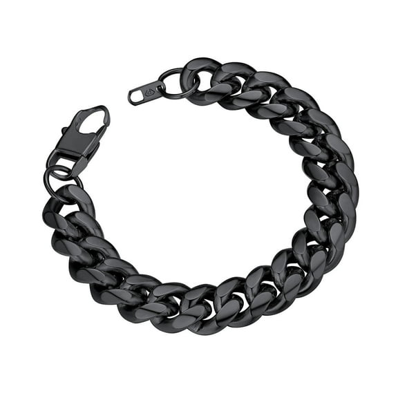 ChainsProMax Bracelet Men Black Chain Stainless Steel Bike Chain Bracelet 14MM 19CM Chunky Fashion Jewelry