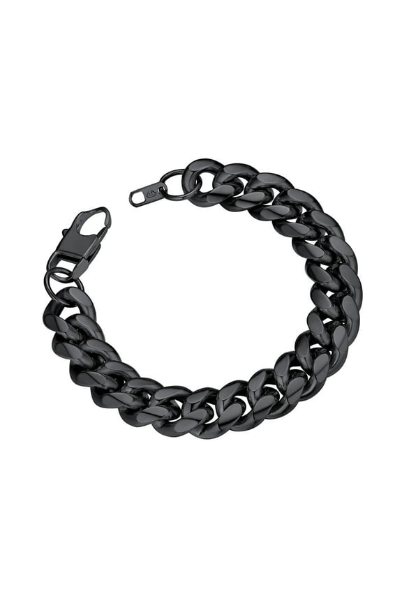 Bracelet Men Black Chain Stainless Steel Bike Chain Bracelet 14MM 19CM Chunky Fashion Jewelry