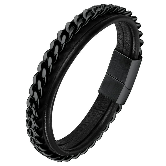ChainsProMax Braided Bracelet Leather Bracelet for Men Black Wristbands Bracelets Male Cool Bracelets Goth Bracelets