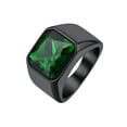 thumbnail image 1 of ChainsProMax Bright Stone Vibrant Square Signet Rings for Men, Stainless Steel/Gold Plated/Black, 1 of 10