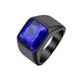 thumbnail image 1 of ChainsProMax Bright Stone Vibrant Square Signet Rings for Men, Stainless Steel/Gold Plated/Black, 1 of 10