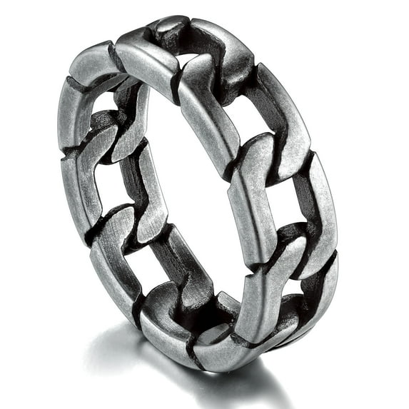 ChainsProMax Chain Ring for Men Size 9 Stainless Steel Cool Rings Black Ring Mens Rings