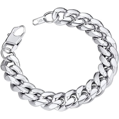 ChainsProMax Chunky Chain Bracelet Mens Stainless Steel Bracelet Miami Cuban Link Chain Bracelet 14MM Hand Chain Jewelry Gift for Father