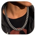 thumbnail image 1 of ChainsProMax Cuban Chain for Men Stainless Steel Neck Chain 12mm 18 inch Male Necklace, 1 of 7