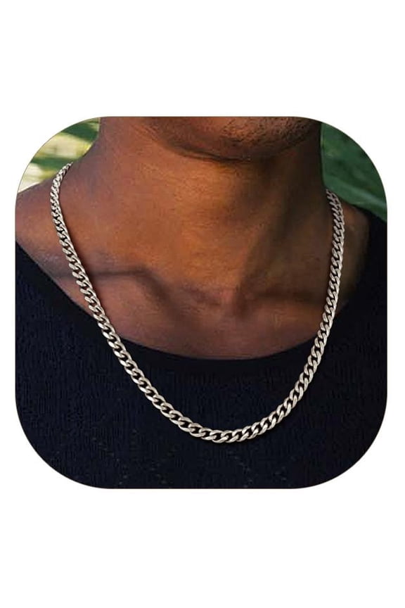 Cuban Chain for Men Stainless Steel Neck Chain 6mm 20 inch Male Necklace