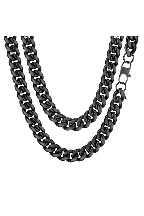 Cuban Link Chain Necklace for Mens 14 MM Men Jewelry Punk Black Bicycle Chain Mens Gifts for Dad