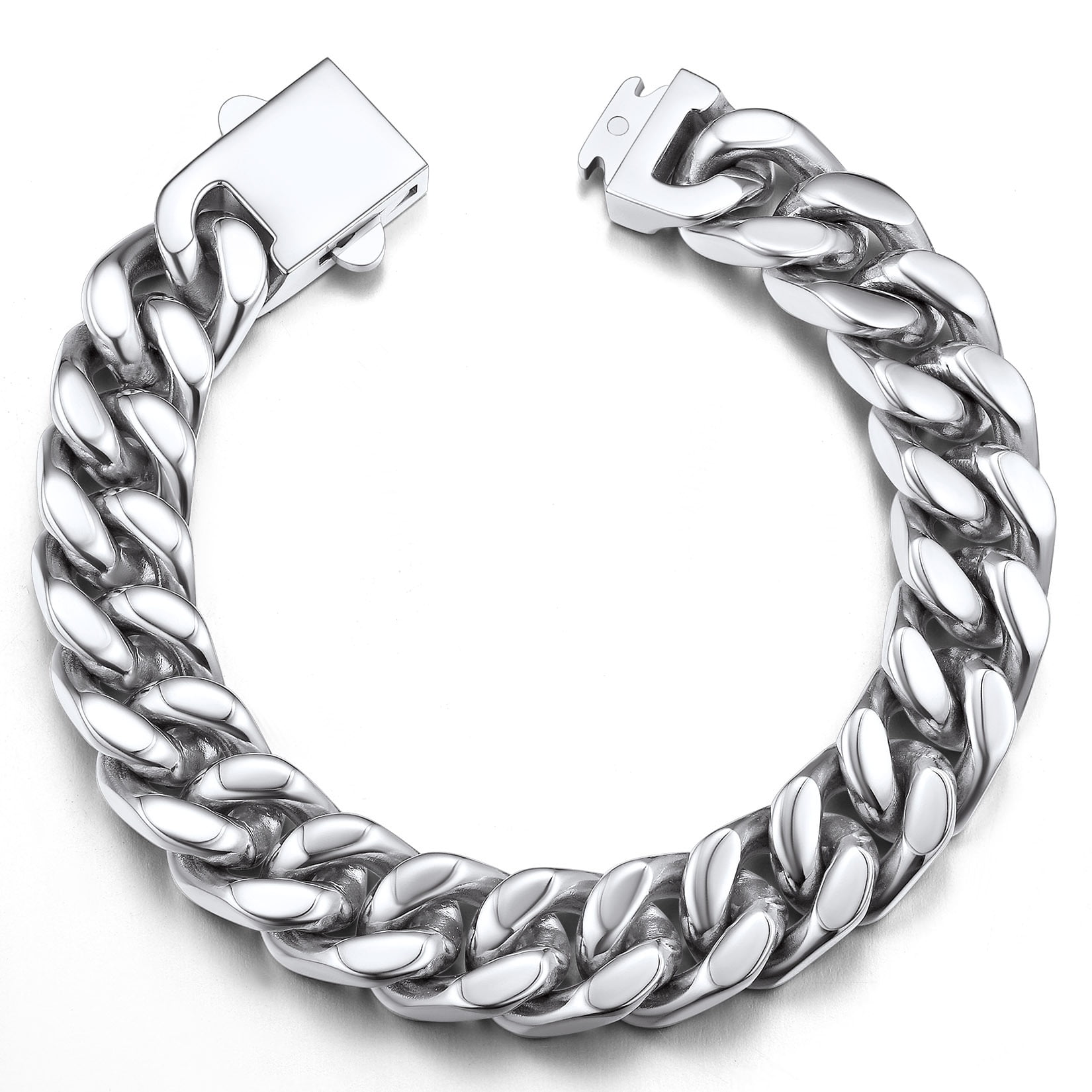 ChainsProMax Curb Chain Bracelet for Men Stainless Steel Chunky Thick