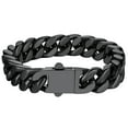 thumbnail image 1 of ChainsProMax Curb Chain Link Bracelet for Men 12mm Wide 7.5inch Miami Cuban Link Bracelet Black Thick Bracelet Stainless Steel, 1 of 9