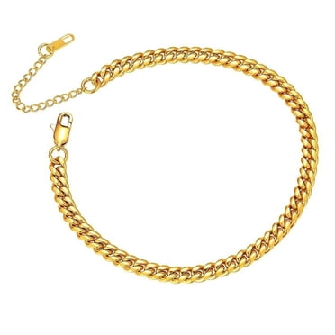 ChainsProMax Ankle Bracelets for Women Cuban Link Anklet Chain 18K Gold Plated Summer Jewelry