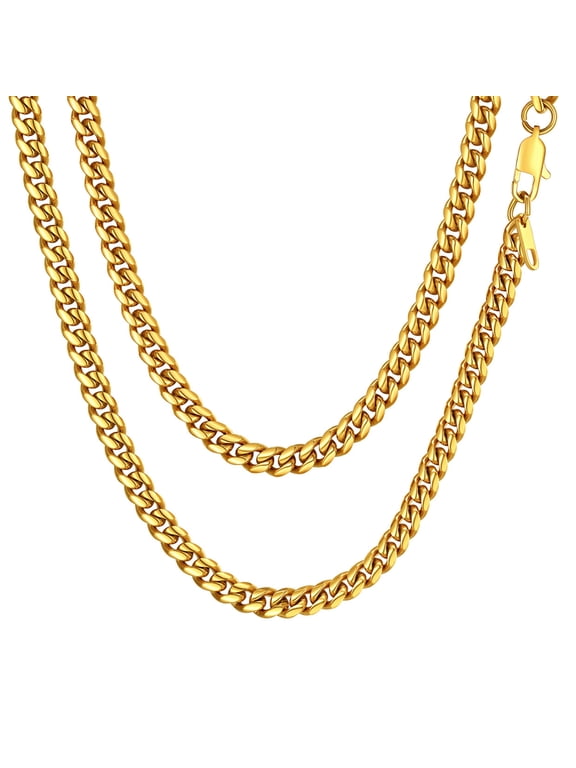 Gold Plated Chain for Mens Necklace 6MM 22inch Neck Chain Mens Gifts