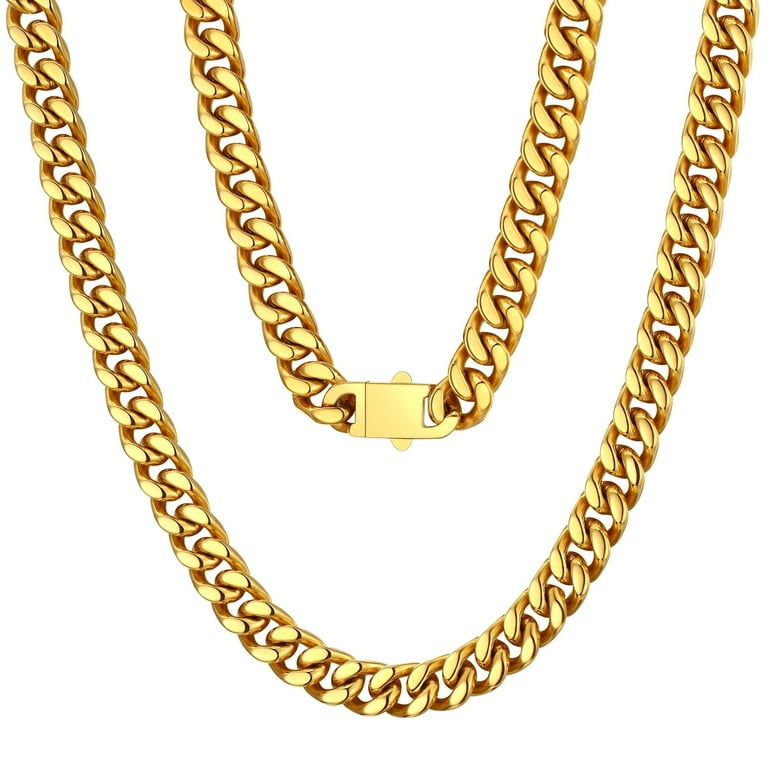 ChainsProMax Mens Gift 18K Gold Plated Necklace Chain 18inch Thick