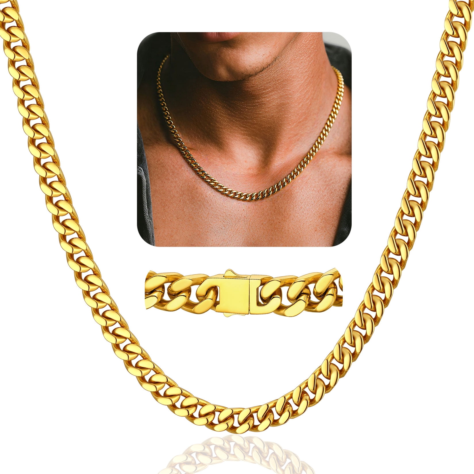激レア！【定価69.3万円・美品】 20inch MICRO NECKLACE！ ChainsProMax Necklace for Men 5mm 20inch Mens 18K Gold Plated