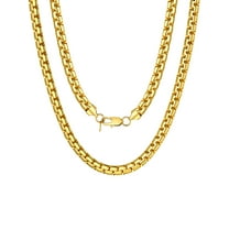 ChainsProMax Gold Plated Flat Box Chain for Men Necklace Stainless Steel 20inch 8mm Hip Hop Jewelry