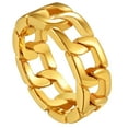 thumbnail image 1 of ChainsProMax Gold Plated Ring Men Cuban Link Chain Ring Size 11 Stainless Steel Rings Gift, 1 of 7