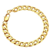 CHAINSPROMAX Gold Wrist Bracelet for Men Women 8mm 7.5 inch Cuban Bracelets, Stainless Steel