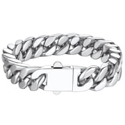 ChainsProMax Heavy Mens Bracelet 12mm Wide 9inch Cuban Bracelet for Men Chunky Link Bracelet Steel Bracelet Fathers Day Jewelry Gift