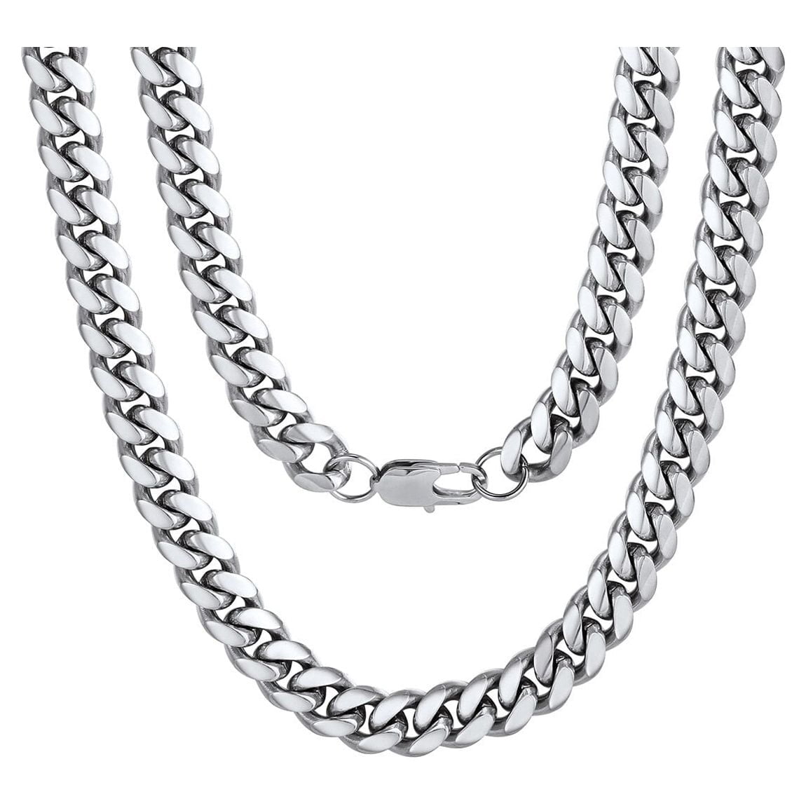 Chainspromax Men's Stainless Steel Cuban Link Chain Necklace 10mm 18inch Hip Hop Jewelry, Size: One size, Silver