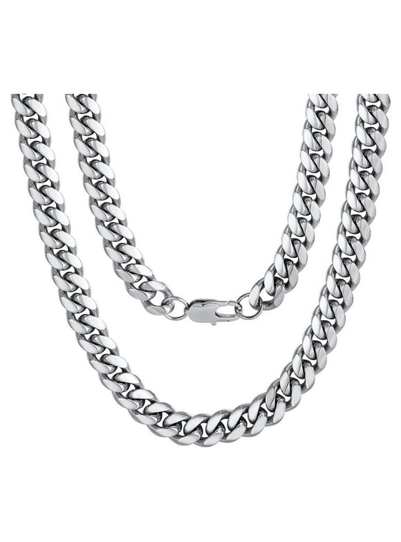 ChainsProMax Hip Hop Men Necklaces Curb Cuban Chains 20inch 10mm Stainless Steel Chains Gift for Mens