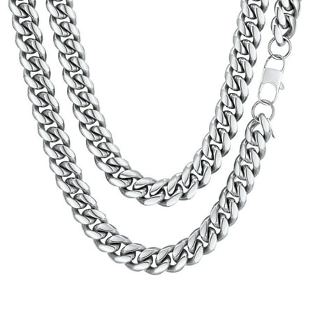 ChainsProMax Hip Hop Men Necklaces Curb Cuban Chains 20inch 10mm Stainless Steel Chains Gift for Mens