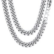 ChainsProMax Mens Cuban Link Chain Necklace, 10mm 20 Inch 316L Stainless Steel Curb Chain for Men, Silver Hip Hop Jewelry, Christmas Fathers Day Gift