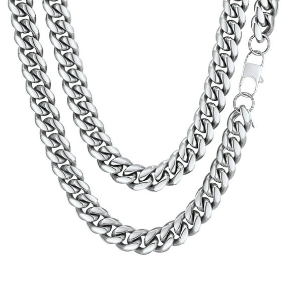 ChainsProMax Hip Hop Men Necklaces Curb Cuban Chains 20inch 10mm Stainless Steel Chains Gift for Mens