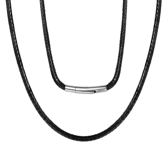 ChainsProMax Leather Necklace 3mm Chain 26" Black Cords for Men Women Pendant