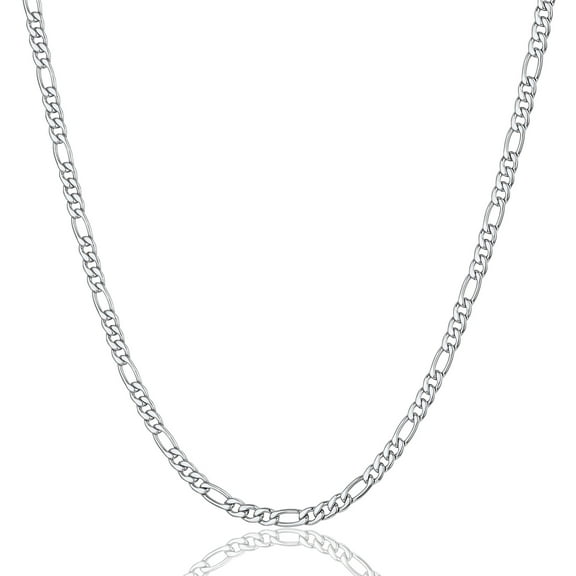 ChainsProMax Men 3mm Figaro Chain Necklace, 316L Stainless Steel/Gold Plated/Black, 18"-30"