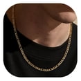 thumbnail image 1 of ChainsProMax Men 3mm Figaro Chain Necklace, 316L Stainless Steel/Gold Plated/Black, 18"-30", 1 of 7