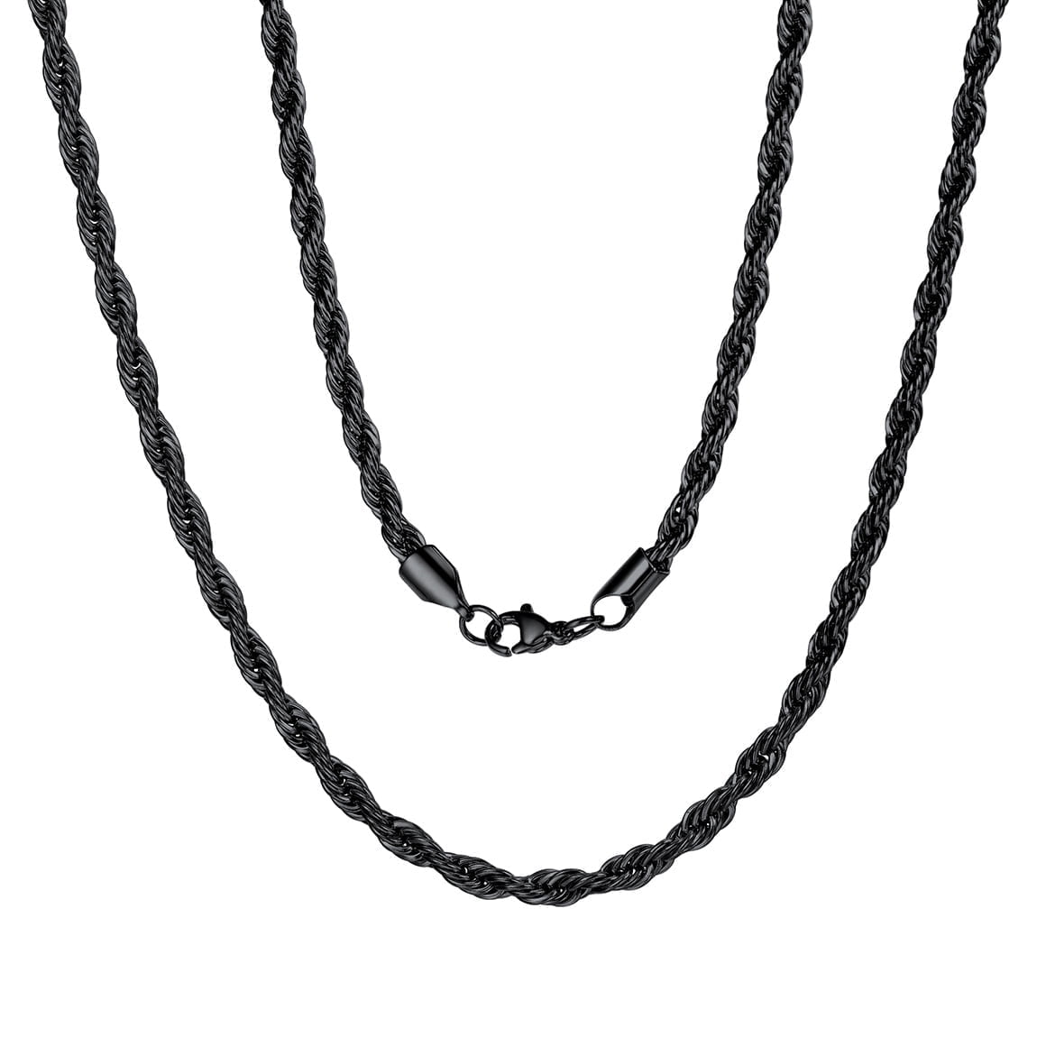 ChainsProMax Men 3mm Twist Rope Necklace Replacement Chain for Pendant Charm 18"-30" 316L Stainless Steel Necklace Gift for Dad Father Son