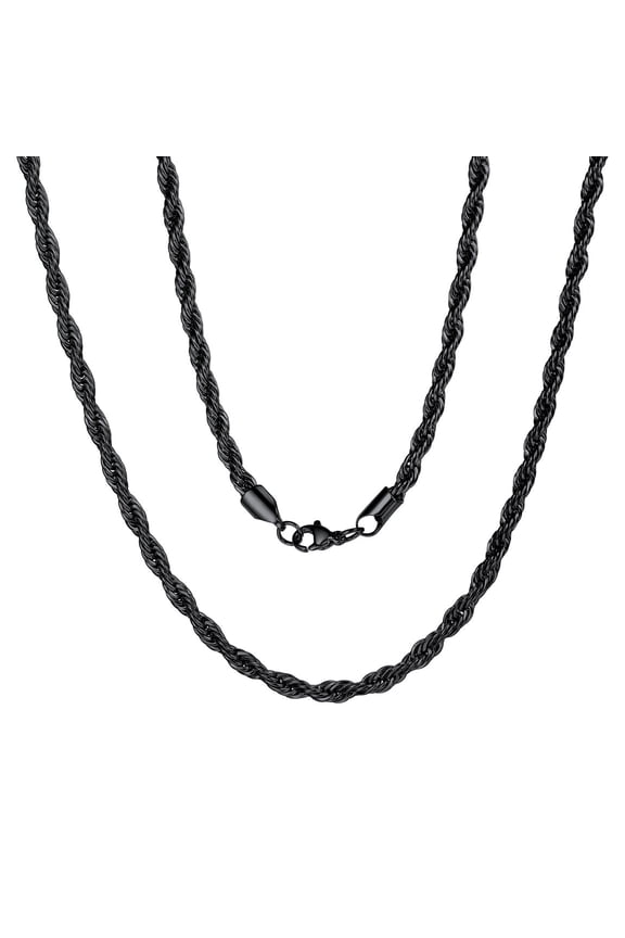 Men 3mm Twist Rope Necklace Replacement Chain for Pendant Charm 18"-30" 316L Stainless Steel
