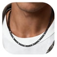 thumbnail image 1 of ChainsProMax Men 5mm Figaro Chain Necklace, 316L Stainless Steel/Gold Plated/Black, 18"-30", 1 of 7