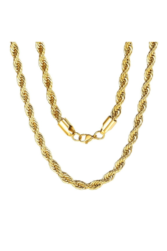 Men 6mm Twist Rope Necklace Replacement Chain for Pendant Charm 18"-30" 316L Stainless Steel