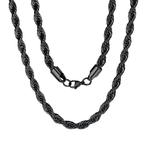 ChainsProMax Men 6mm Twist Rope Necklace Replacement Chain for Pendant Charm Jewelry Gift for Father 18"-30" 316L Stainless Steel